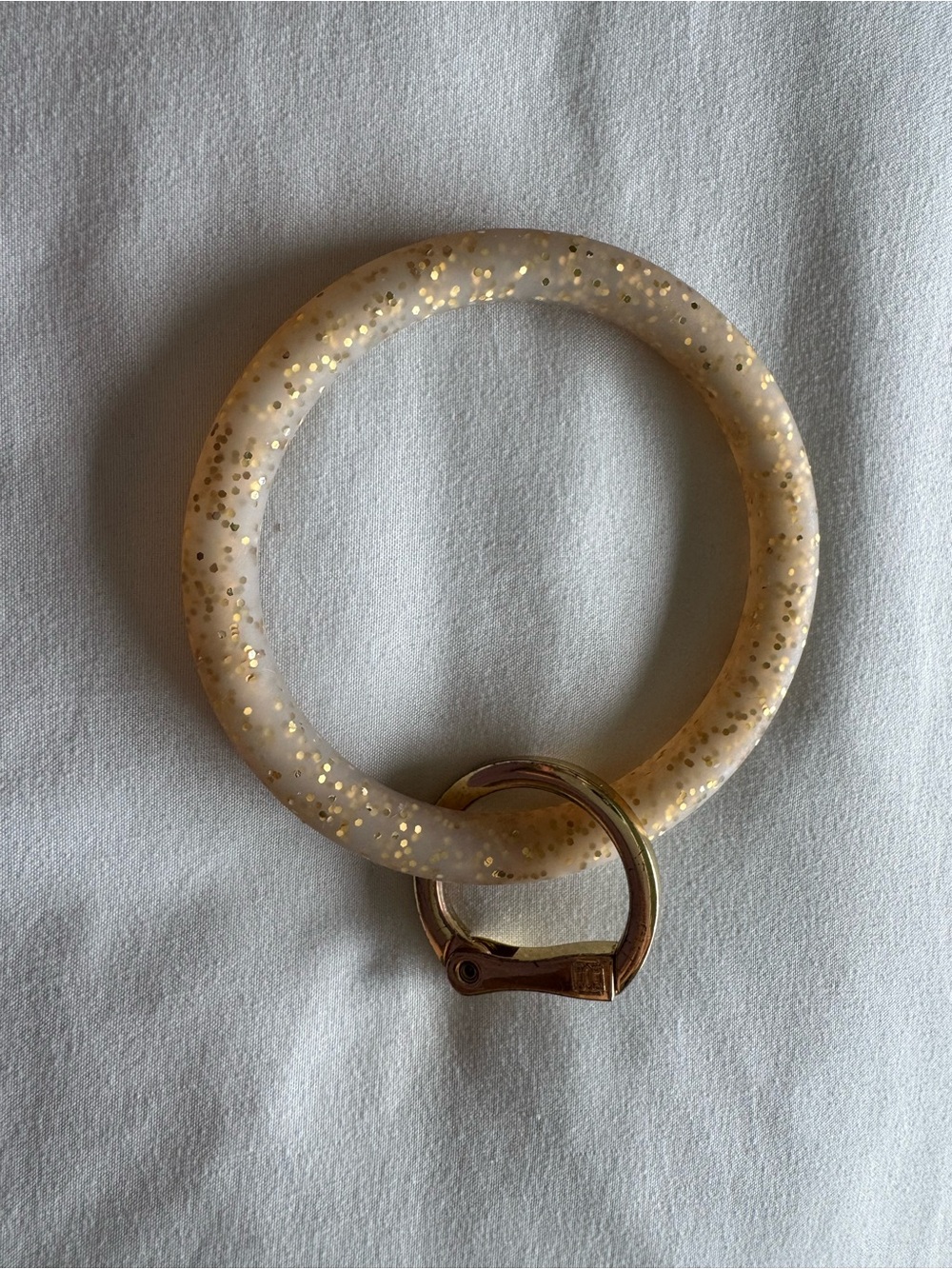 Oventure Silicone Big O Ring Gold and Cream Glitter Bangle Key Ring